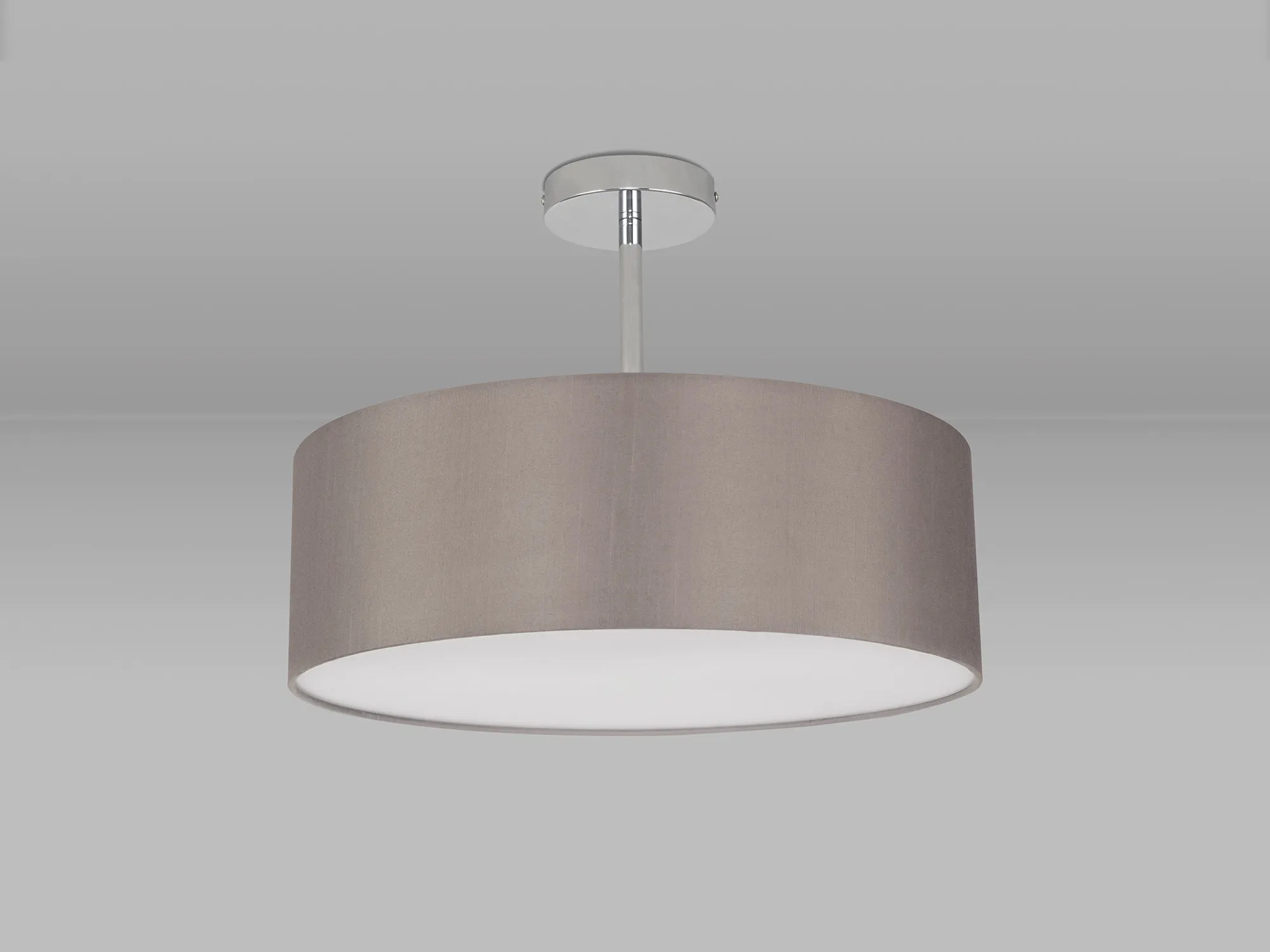 Baymont 45cm Semi Flush 3 Light Polished Chrome, Grey DK0684  Deco Baymont CH GR